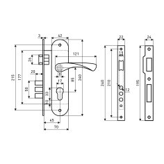 АЛЛЮР 0203 GP латунь Замок врезной с/руч