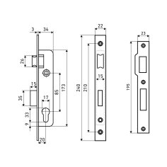 АЛЛЮР 7011-20 СР хром узкопроф с защ. б/мех.Замок врезной б/руч