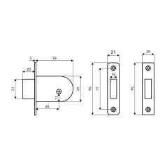 АЛЛЮР 90 лат. крест.ключ Замок врезной б/руч