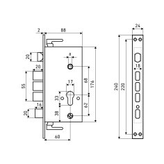 АЛЛЮР ЗВ1-09А без ц/мех.б/о для кит.металл.дверей Замок врезной б/руч