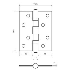 АЛЛЮР 2043 (101х76) 2BB-FHP CP БЛИСТЕР 2 подш. хром Петля дверная 2 шт
