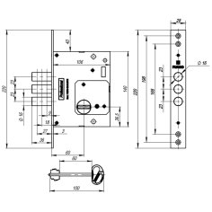 Замок врезной сувальдный MDV25/S-60.00.3R16 5key (5 ключей)