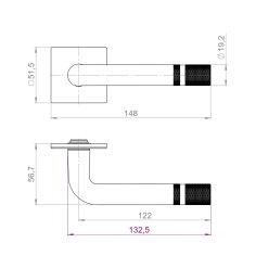 Ручка раздельная K.YM.CANNOLI MWSC-33 итальянский тисненый