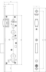 Замок дверной с роликом DL302 35/22/8, цилиндровый, нержавеющая сталь
