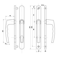 БУЛАТ РФ 85.25.02.7024 УРАЛ графит с пружин. м/о 85 "под пальчики" для узкопр. Комплект ручек