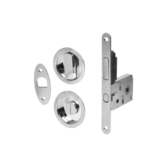 Замок дверной для раздвижной двери с круглой поворотной кнопкой Bonaiti G500T mod.H21, полированный хром