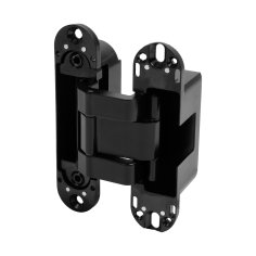 Петля скрытая CEMOM ESTETIC A602 M 3D 9005 черная, для компланарных дверей, регулируемая, вес полотна 60кг, магнитные колпачки, 29x120мм