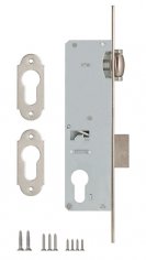 Корпус узкопрофильного замка с роликовой защёлкой 155/P (35 mm) w/b (хром) (без отв. планки)