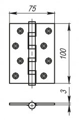 Петля универсальная IN4500UC-BL AB 102x76x3 INOX304 бронза БЛИСТЕР