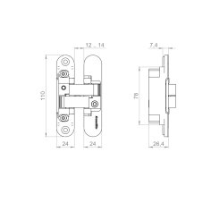 Петля скрытой установки U3D1500.VPG BL черный  