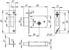 Замок врезной крестообразный X200 F (200 F) CP хром 3key