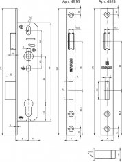 Корпус узкопрофильного замка с защелкой PROF4924-25/92 CP хром